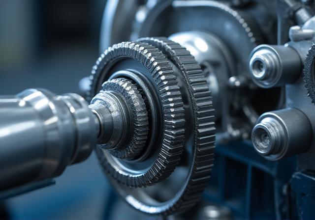Close up of industrial metal gear work